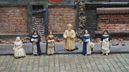 6x Figuren Set Priester & Nonnen Resin Figuren für Kloster