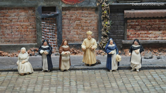 6x Figuren Set Priester & Nonnen Resin Figuren für Kloster