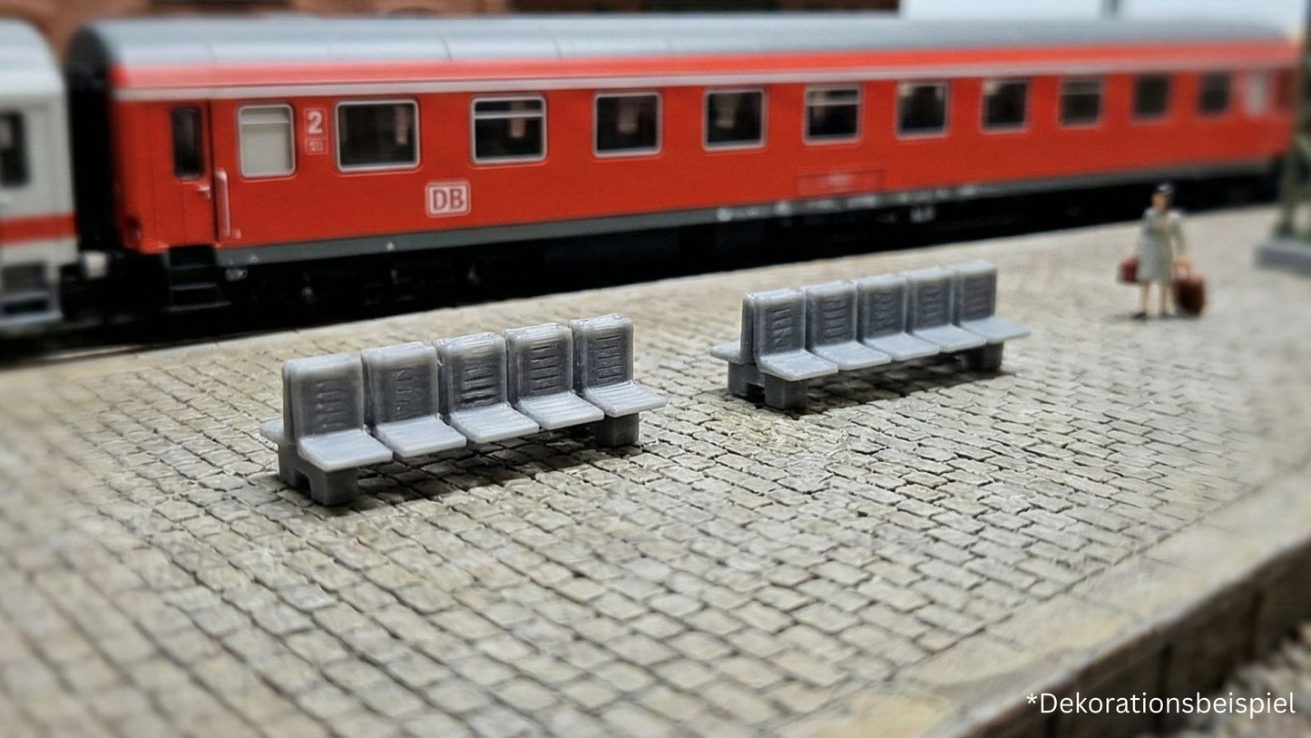 4 Stück Bahnsteigsitze für Bahnhof Bahnsteig Haltestellen Sitze Sitzbank
