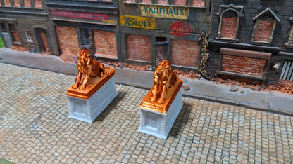 Doppel Eingangspodest "Löwe" sitzend Denkmal - Spur H0 (1:87)