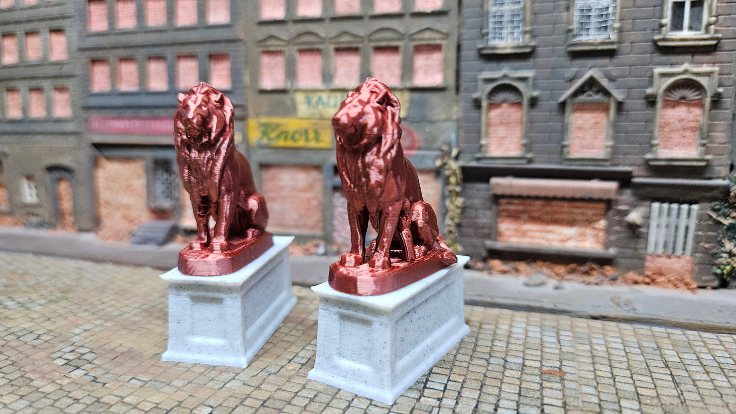 Doppel Eingangspodest "Löwe" sitzend Denkmal - Spur H0 (1:87)