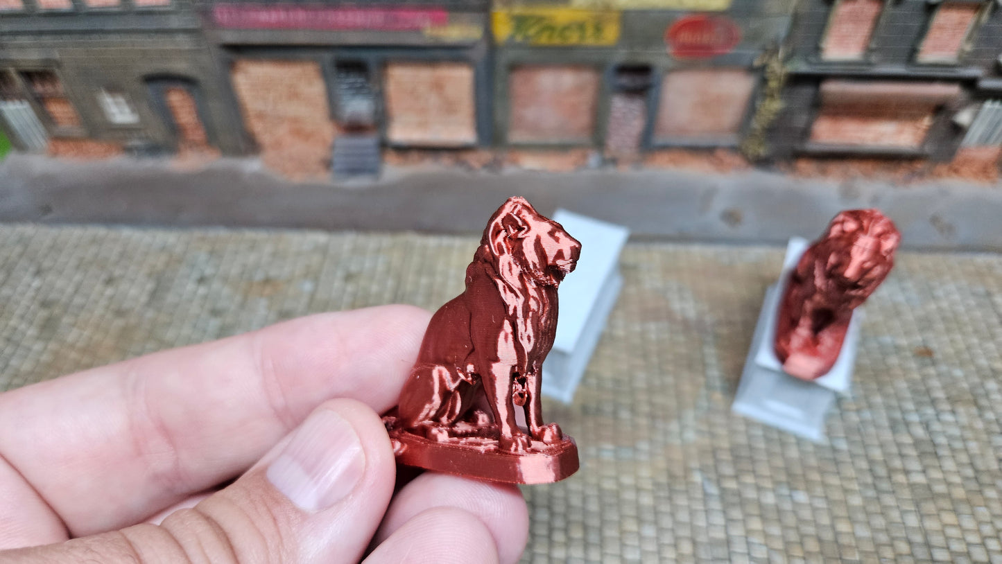 Doppel Eingangspodest "Löwe" sitzend Denkmal - Spur H0 (1:87)