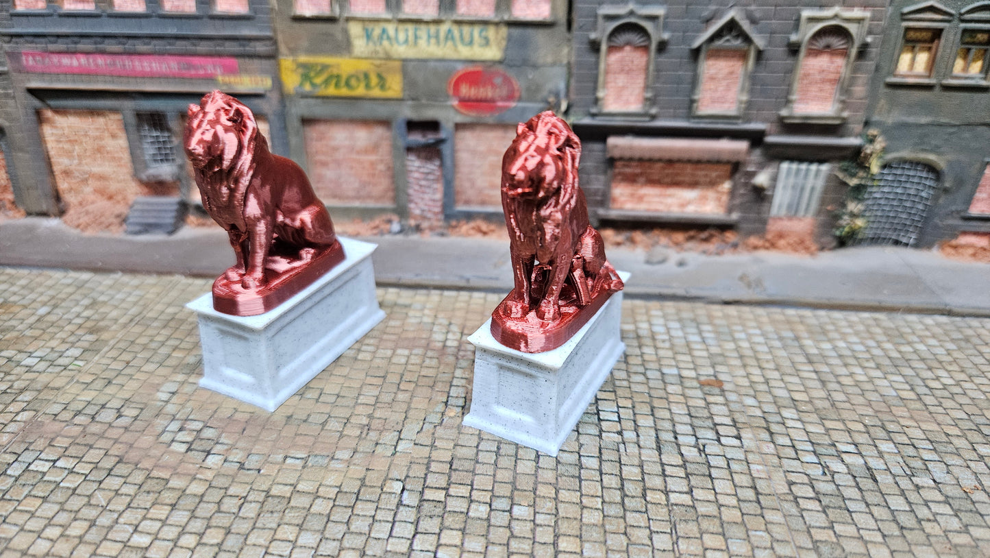 Doppel Eingangspodest "Löwe" sitzend Denkmal - Spur H0 (1:87)