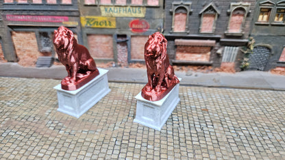 Doppel Eingangspodest "Löwe" sitzend Denkmal - Spur H0 (1:87)