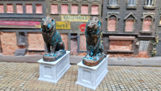 Doppel Eingangspodest "Löwe" sitzend Denkmal - Spur H0 (1:87)