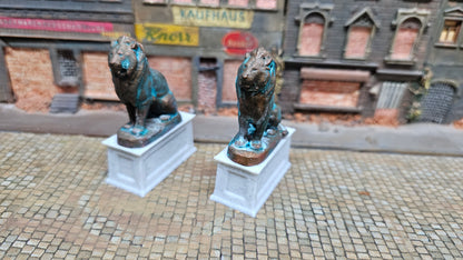 Doppel Eingangspodest "Löwe" sitzend Denkmal - Spur H0 (1:87)