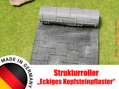 Strukturwalze Walze Roller "Eckiges Kopfsteinpflaster" Modellbau
