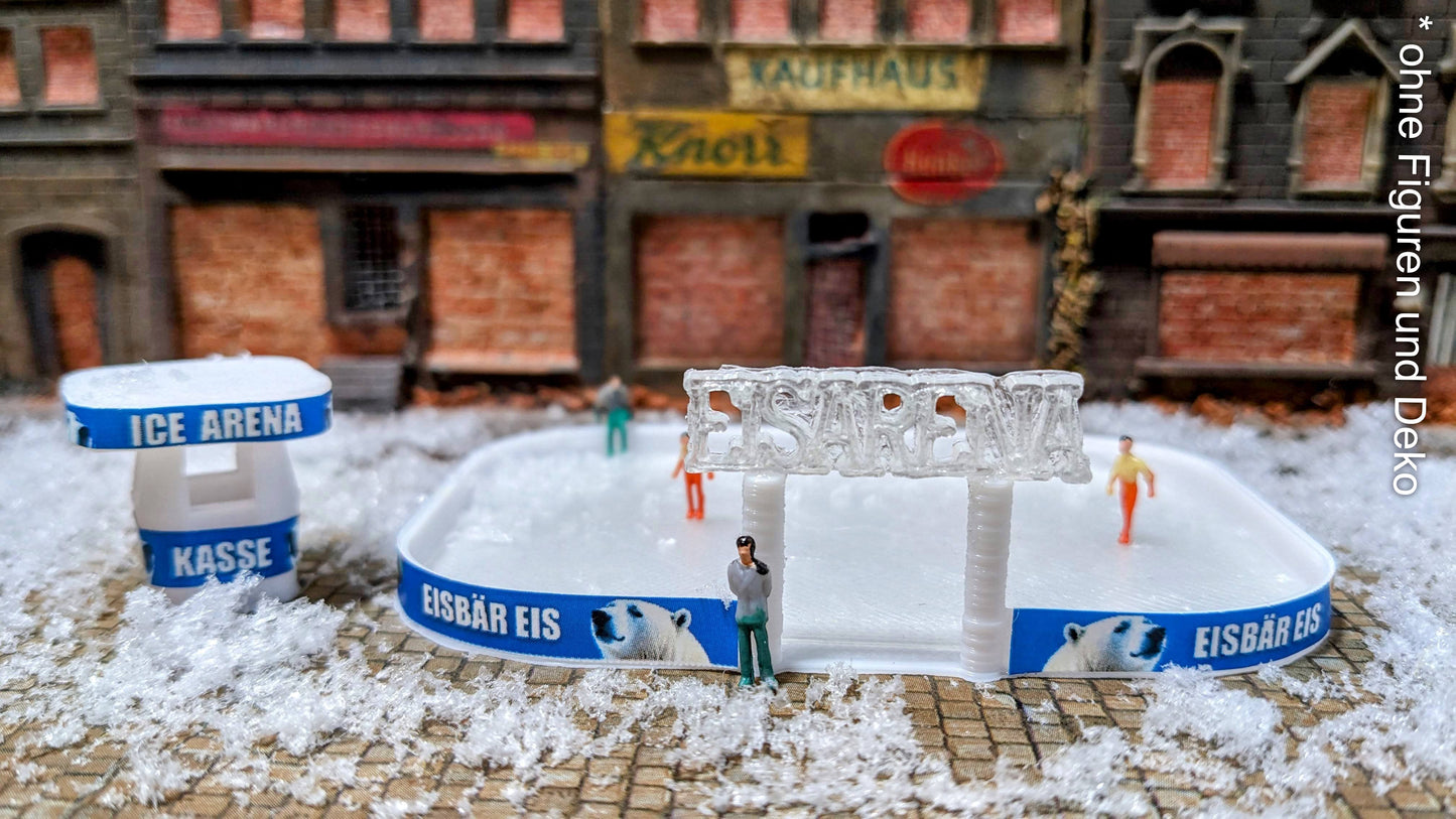 Eislaufbahn als Bausatz für Winter, Weihnachten inkl. Kasse