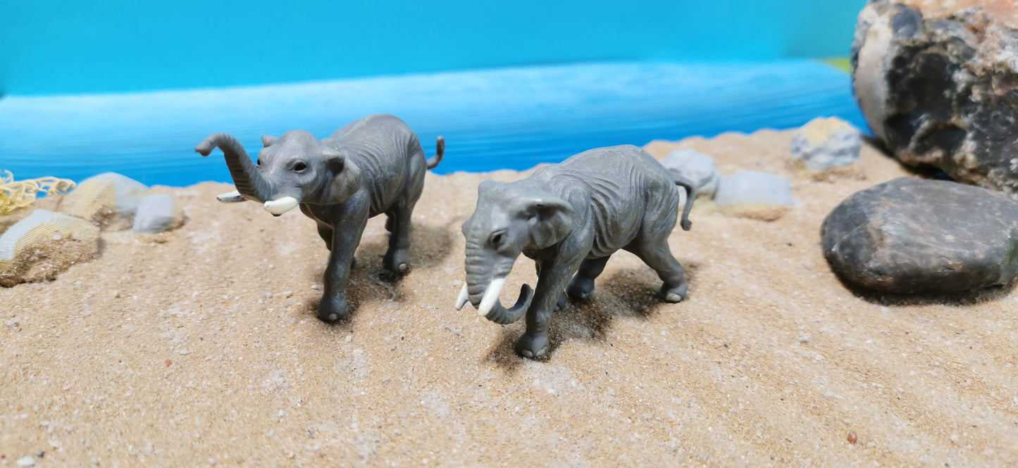 2x Figuren Set Elefanten Tiere Zoo 1:87 (H0) - fertig bemalt