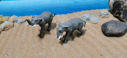 2x Figuren Set Elefanten Tiere Zoo 1:87 (H0) - fertig bemalt