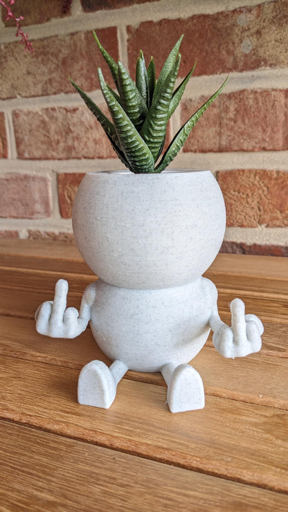 Harry Plant "Hello All" lustiger Blumentopf mit Mittelfingern