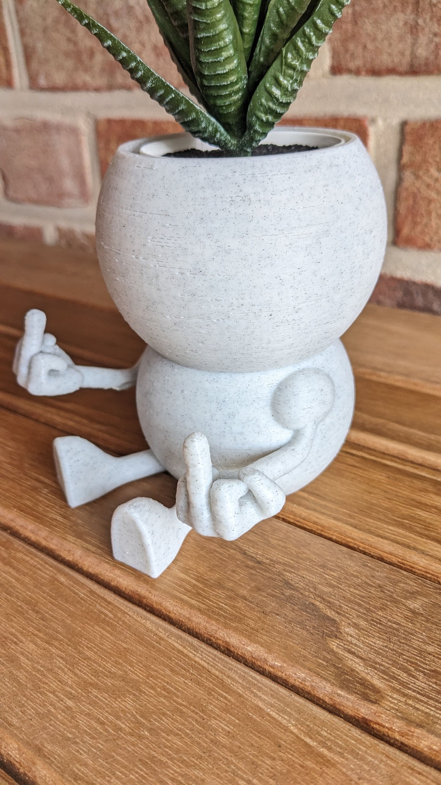 Harry Plant "Hello All" lustiger Blumentopf mit Mittelfingern