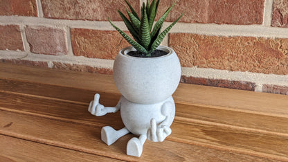 Harry Plant "Hello All" lustiger Blumentopf mit Mittelfingern