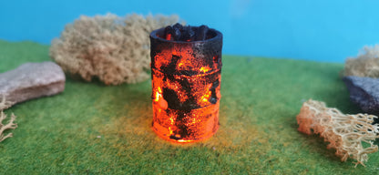 Glühendes Fass / Tonne / Feuertonne mit LED Brandflackern