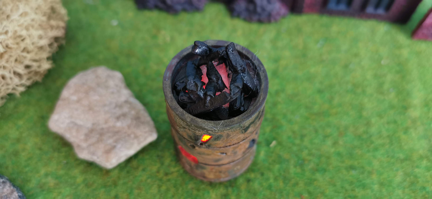 Brennendes Fass XL / Feuertonne mit Flacker-LED (1:22,5)