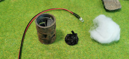 Brennendes Fass XL / Feuertonne mit Flacker-LED (1:22,5)