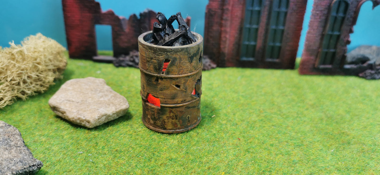 Brennendes Fass XL / Feuertonne mit Flacker-LED (1:22,5)