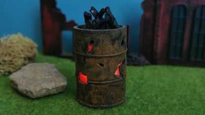 Brennendes Fass XL / Feuertonne mit Flacker-LED (1:22,5)