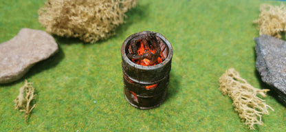 Brennendes Fass / Feuertonne mit Flacker-LED (1:32/1:35)