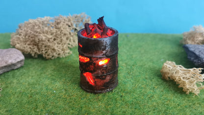 Brennendes Fass / Feuertonne mit Flacker-LED (1:32/1:35)