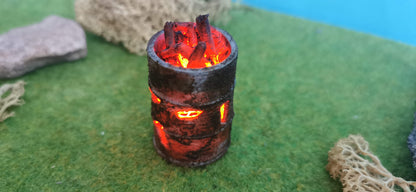 Brennendes Fass / Feuertonne mit Flacker-LED (1:32/1:35)