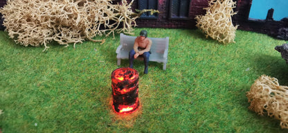 Brennendes Fass / Feuertonne mit Flacker-LED für H0 (1:87)