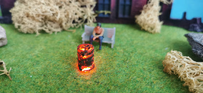 Brennendes Fass / Feuertonne mit Flacker-LED für H0 (1:87)