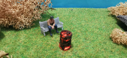 Brennendes Fass / Feuertonne mit Flacker-LED für H0 (1:87)