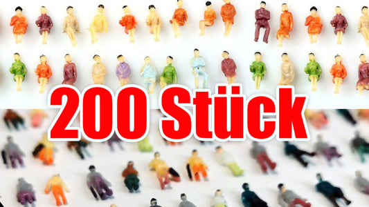 200x Figuren 1:160 (Spur N) – stehende & sitzende – fertig bemalt