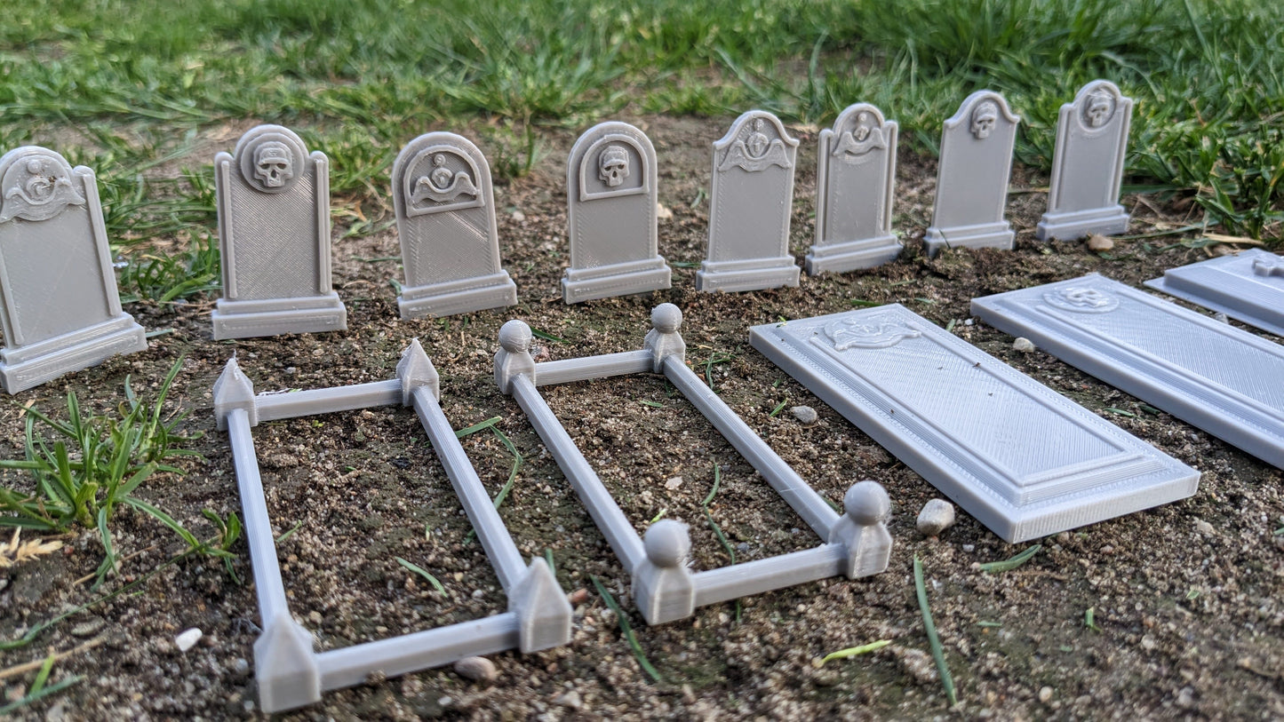 Friedhofs-Set mit Grabsteinen, Kreuzen, Gräbern oder Komplett-Set