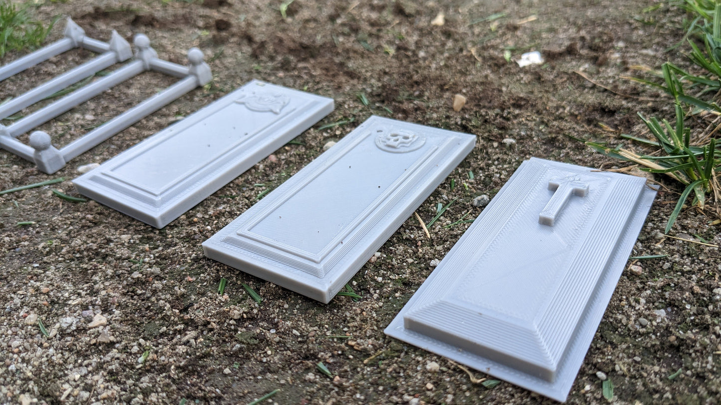 Friedhofs-Set mit Grabsteinen, Kreuzen, Gräbern oder Komplett-Set