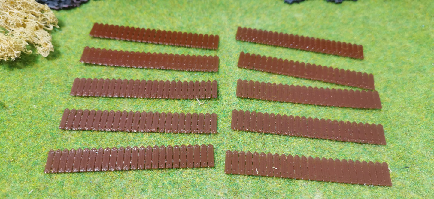 20 Stück Holzzaun Gartenzaun im dunklen Holzlook