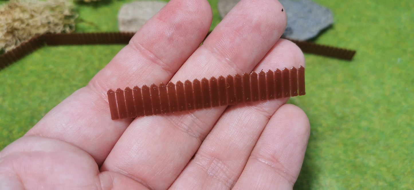 20 Stück Holzzaun Gartenzaun im dunklen Holzlook