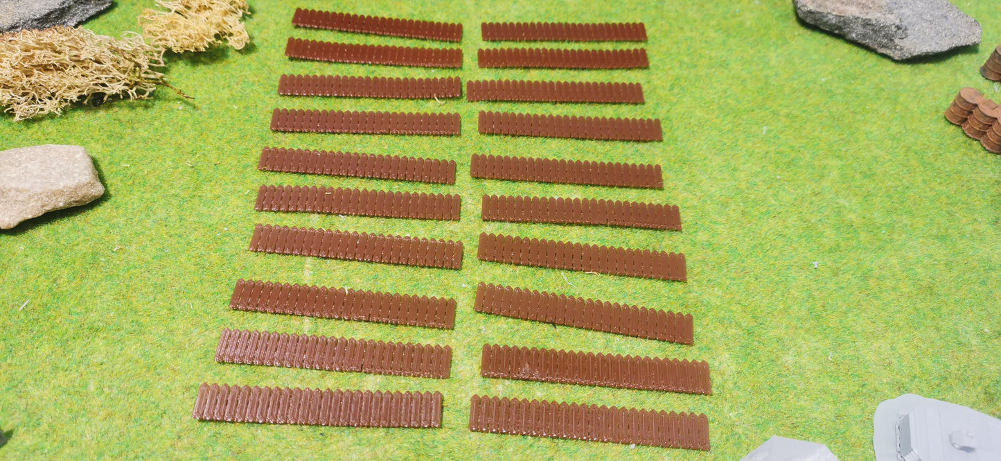 20 Stück Holzzaun Gartenzaun im dunklen Holzlook