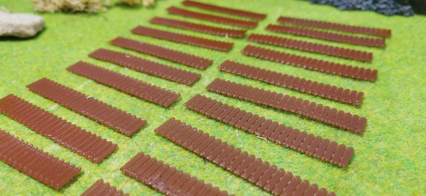 20 Stück Holzzaun Gartenzaun im dunklen Holzlook