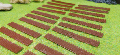 20 Stück Holzzaun Gartenzaun im dunklen Holzlook