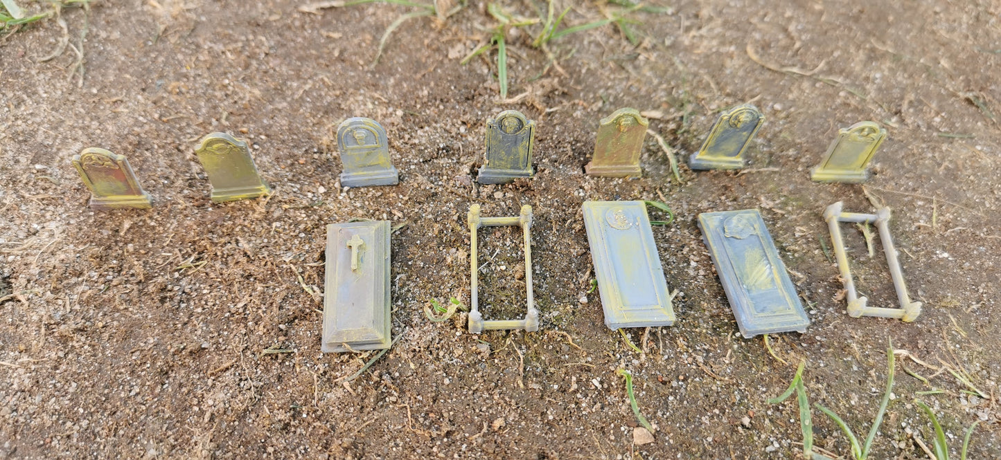 13-teiliges Friedhofs-Set (Grabsteine, Gräber usw.) – wahlweise bemalt