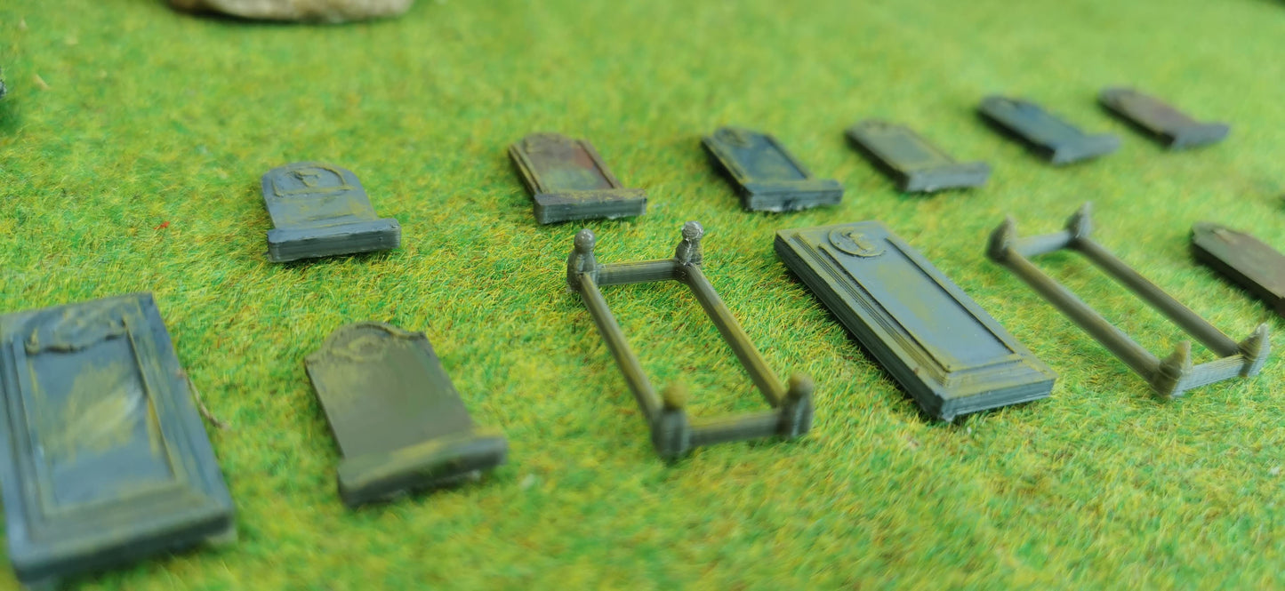 13-teiliges Friedhofs-Set (Grabsteine, Gräber usw.) – wahlweise bemalt