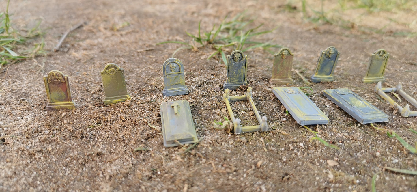 13-teiliges Friedhofs-Set (Grabsteine, Gräber usw.) – wahlweise bemalt