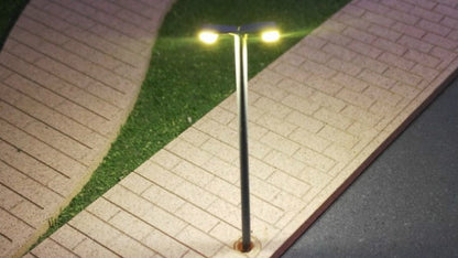 5 Stück LED Doppel Straßenlampen Peitschenleuchten 2-flammig 3-4cm 3V Spur N und Z