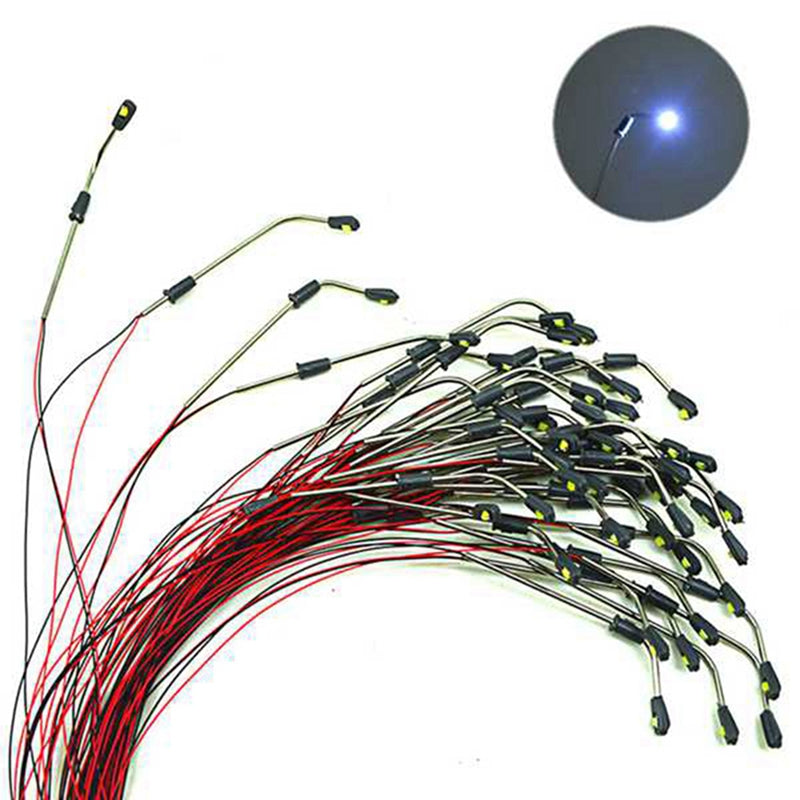 10 Stück LED Straßenlampen Peitschenleuchten 1-flammig 5-8cm 3V kaltweiß