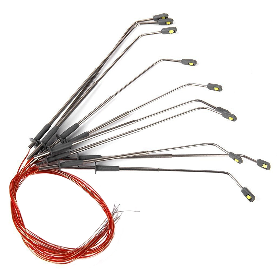 10 Stück LED Straßenlampen Peitschenleuchten 1-flammig 5-8cm 3V kaltweiß