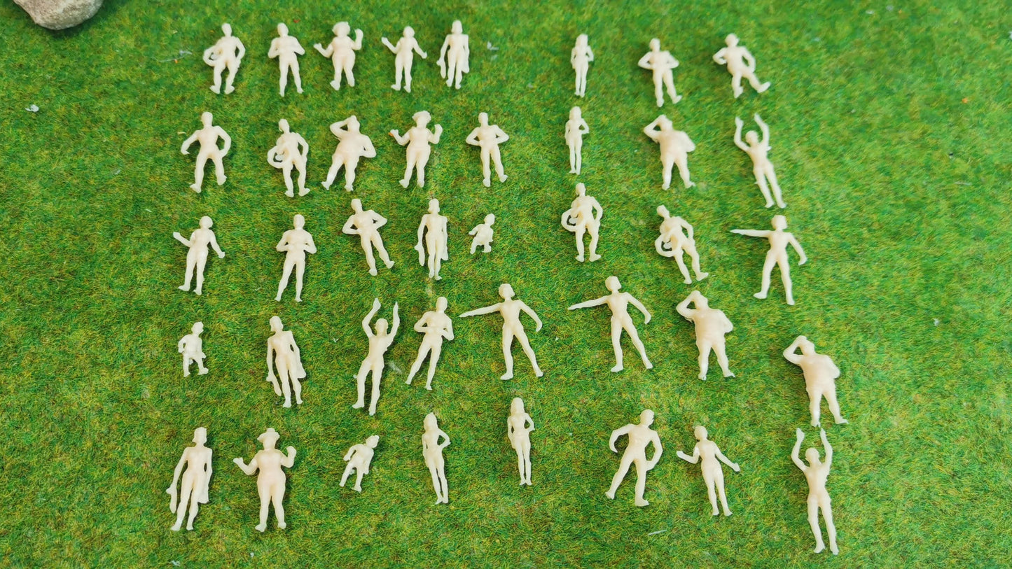 40x Strand Urlaub Sommer Figuren 1:87 (Spur H0) - unbemalt