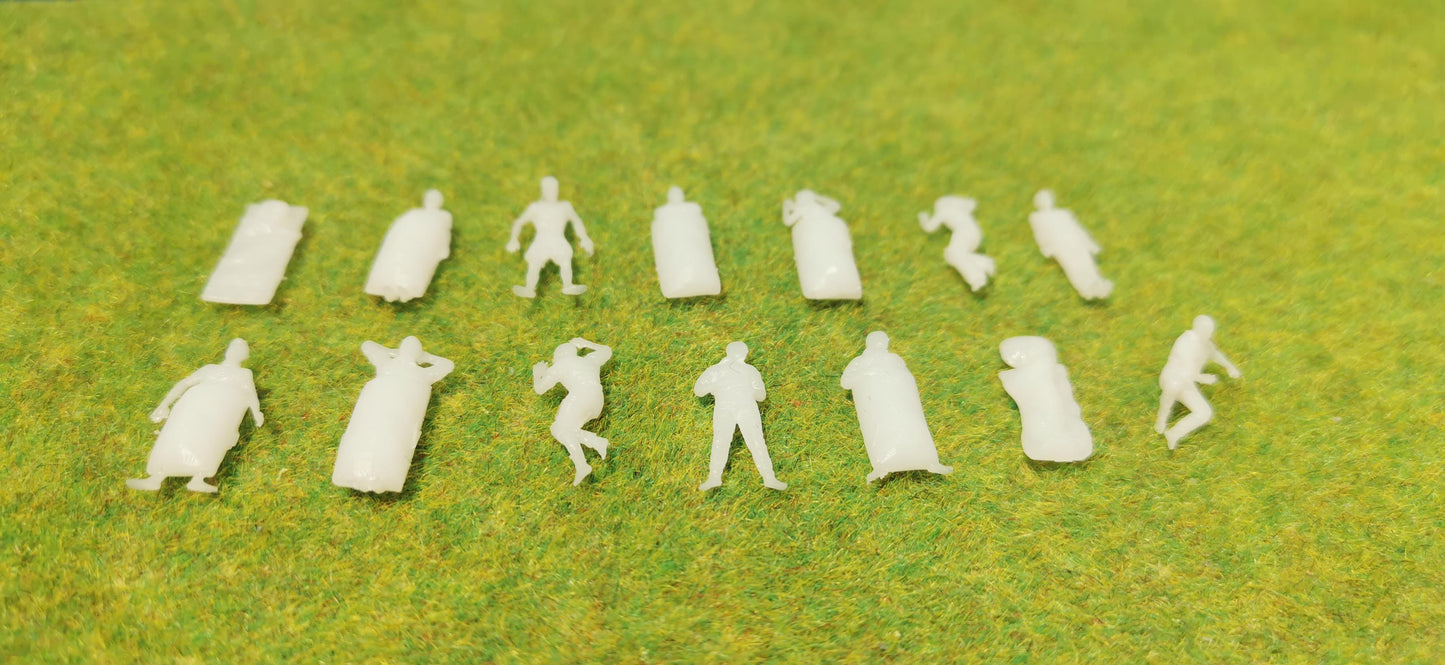 14x schlafende Figuren 1:87 Spur H0 für Schlafwagen, Schlafwaggon - Made in Germany