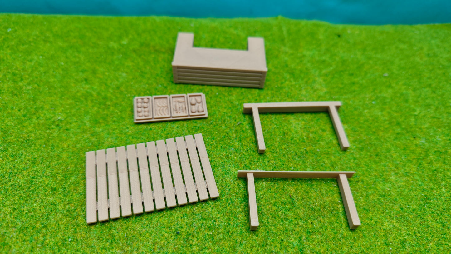 Marktstand Wochenmarkt Stand Verkaufsstand aus Holzfilament