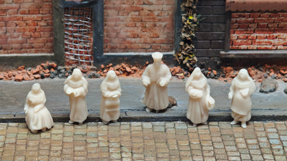 6x Figuren Set Priester & Nonnen Resin Figuren für Kloster