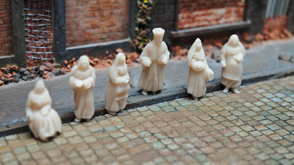 6x Figuren Set Priester & Nonnen Resin Figuren für Kloster
