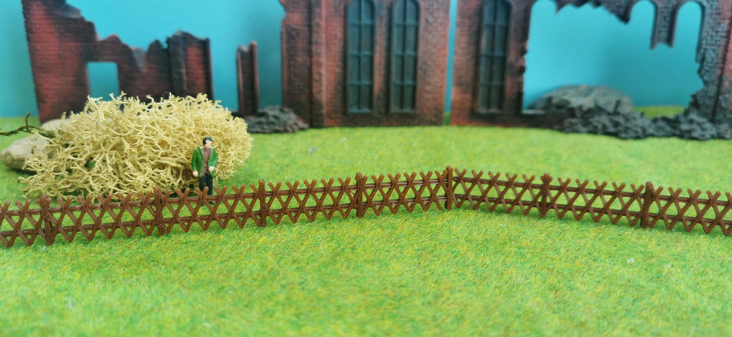 10 Stück Jägerzaun Holzzaun im dunklen Holzlook