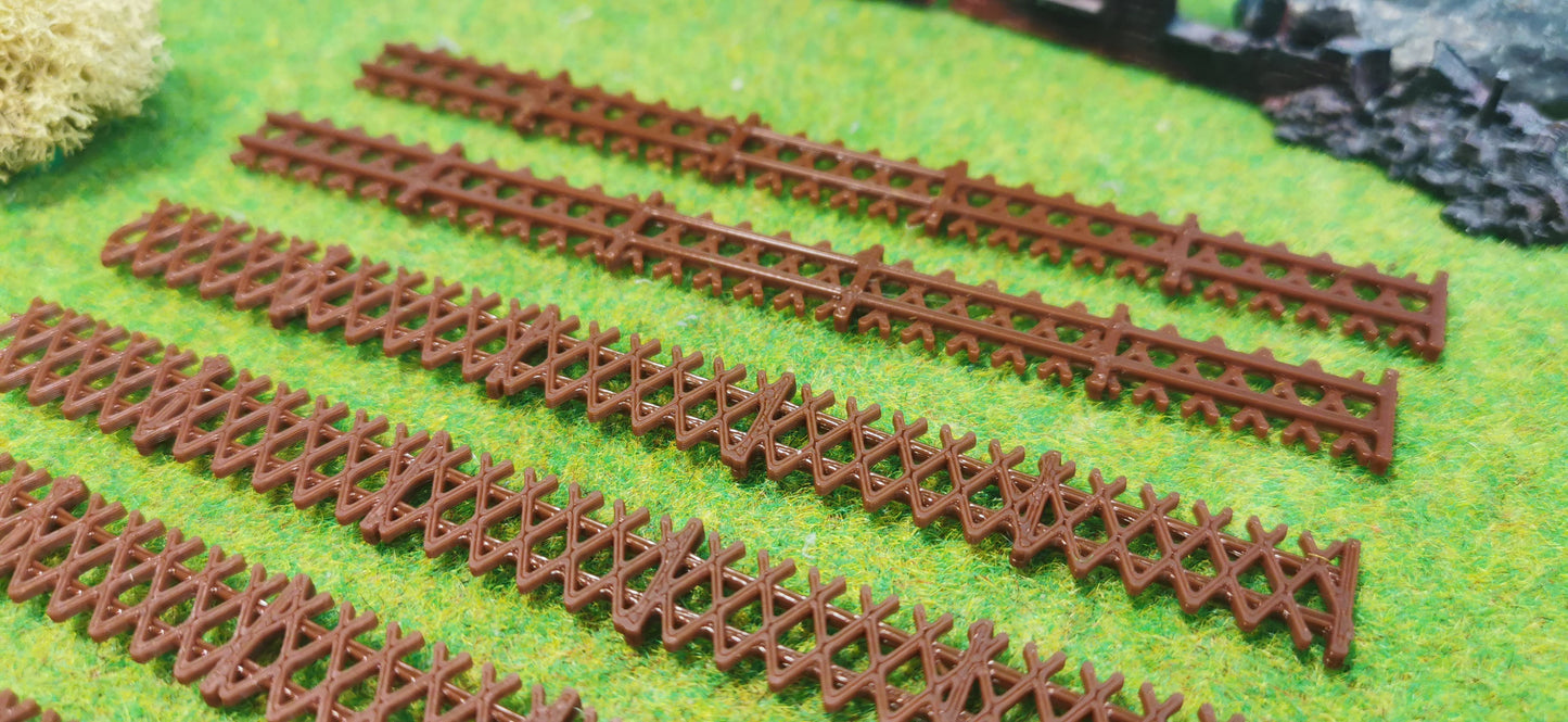 10 Stück Jägerzaun Holzzaun im dunklen Holzlook