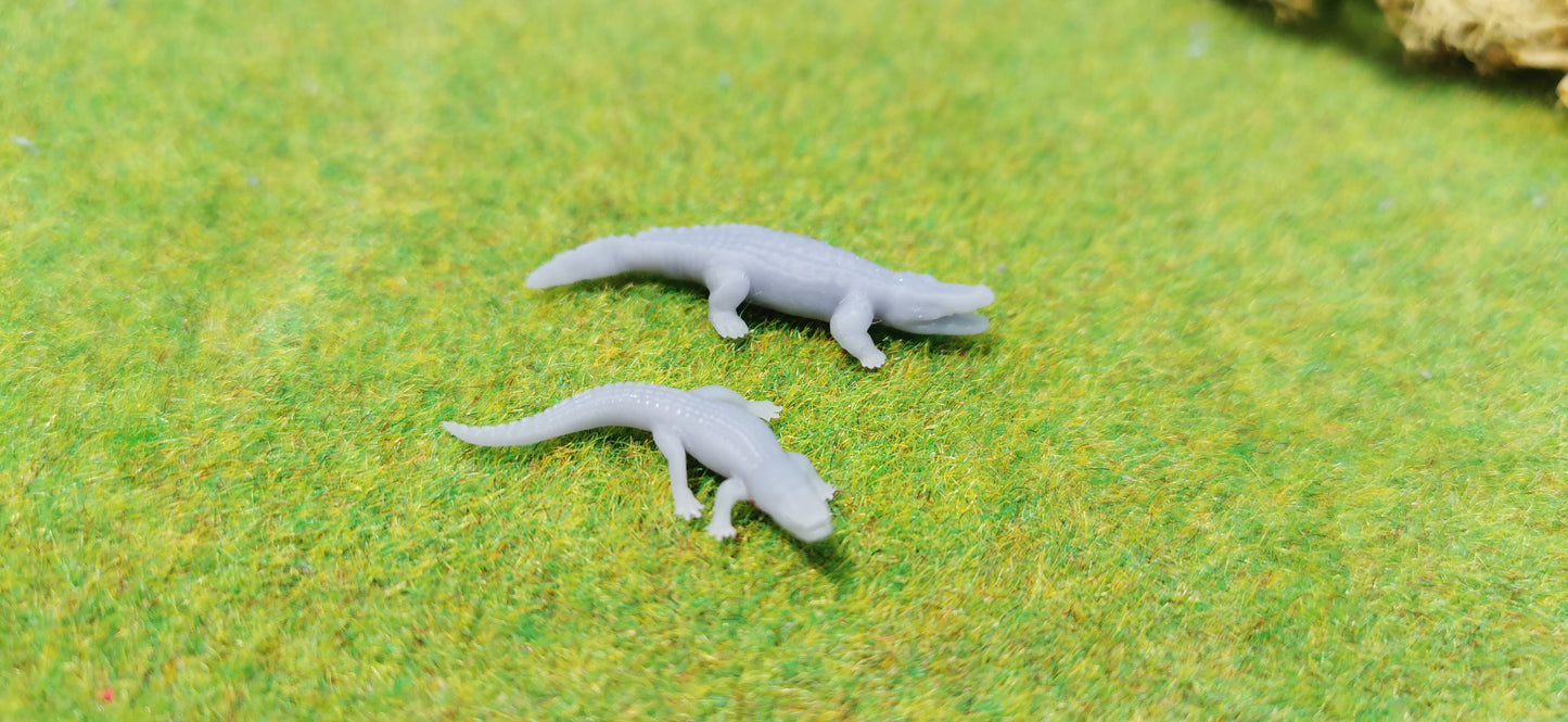 2x Krokodil Aligatoren Set aus Resin 1:87 (H0) - bemalt oder unbemalt